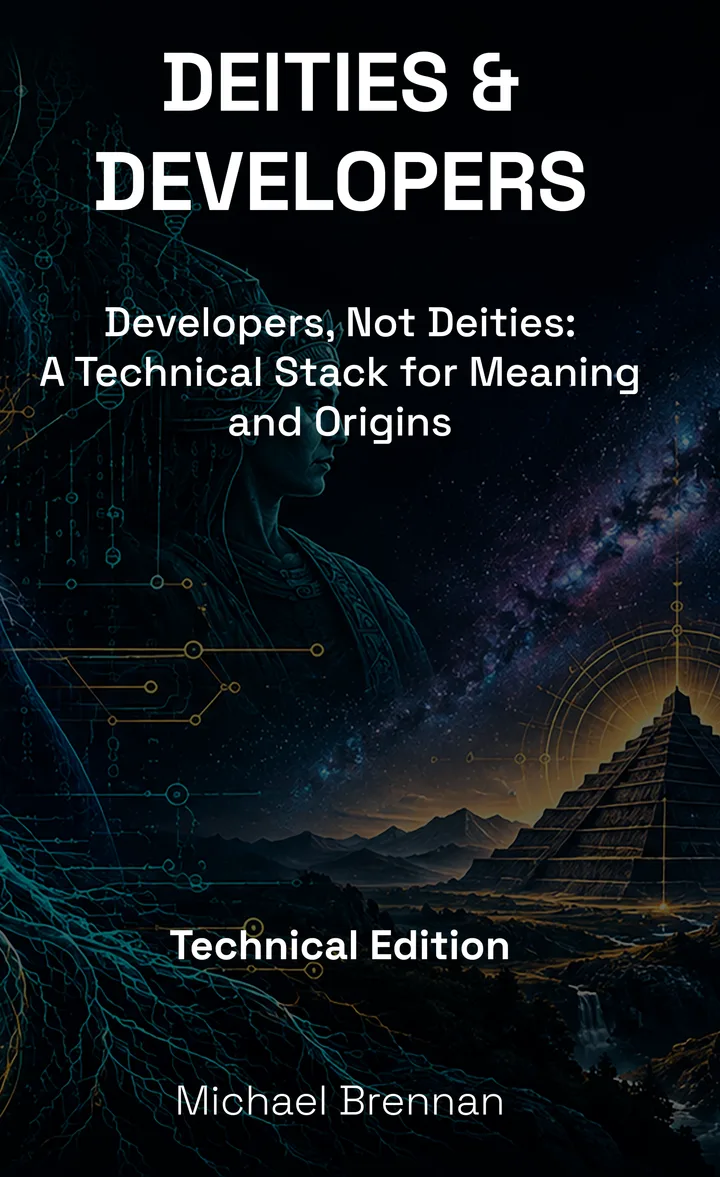 Front cover of Deities & Developers, Technical Edition: Developers, Not Deities: A Technical Stack for Meaning and Origins, by Michael Brennan.